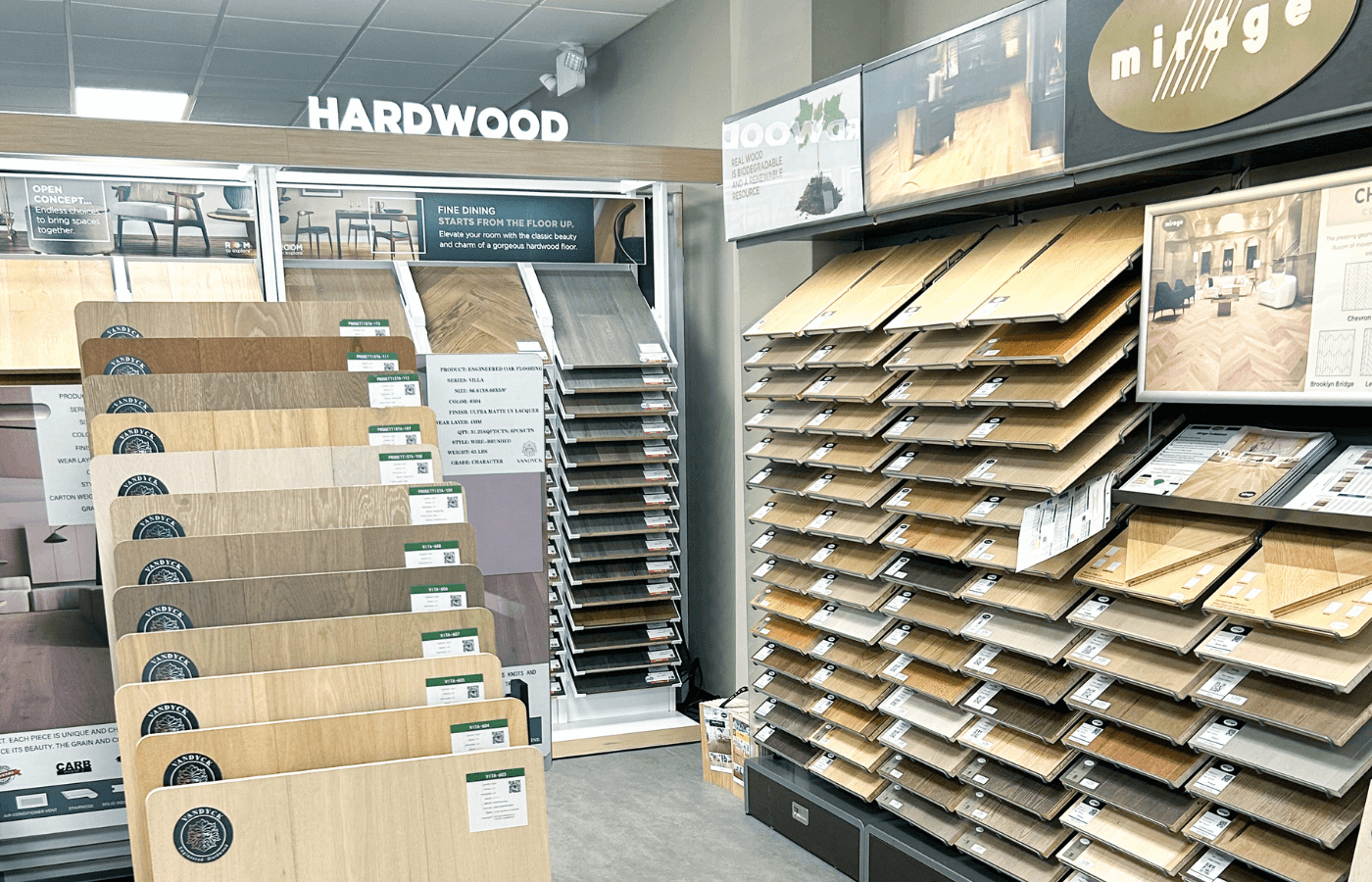 showroom photo of hardwood display